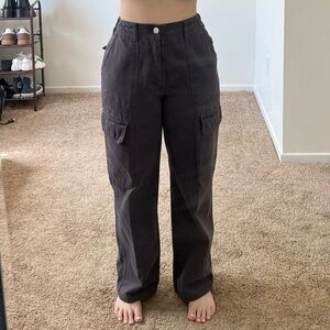 Zara Dark Gray Wide-Leg Cargo Pants